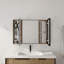 Armoire de salle de bain avec miroir 39,4 po avec combinaison de rangement, armoire à pharmacie murale avec porte à fermeture en douceur, tablettes réglables en verre, contreplaqué