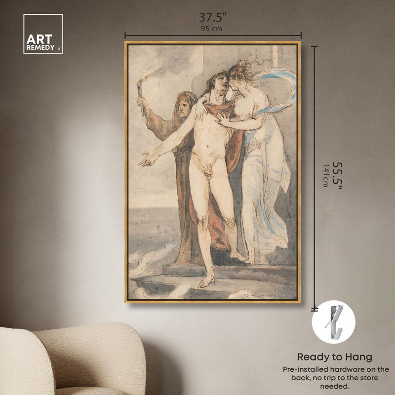 Calliope, toile classique nue par Art Remedy, Cadre doré, H 37 po x l 25 po