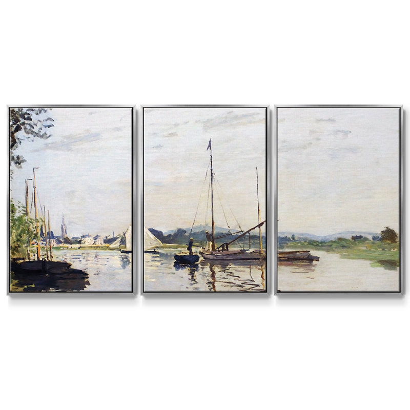 Argenteuil, 1872, peinture sur toile 3 pièces, H 36 po x l 75 po, Encadrement argenté