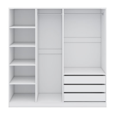 Doorless Wooden Storage Wardrobe For Dedroom With Shelves And 3 Drawers by Latitude Run