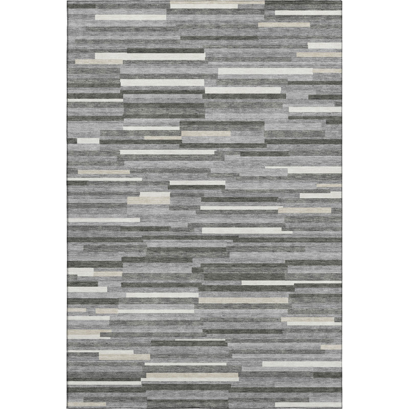 Premium Machine Washable Prisco Gray Rug, Rectangle 10' x 14'