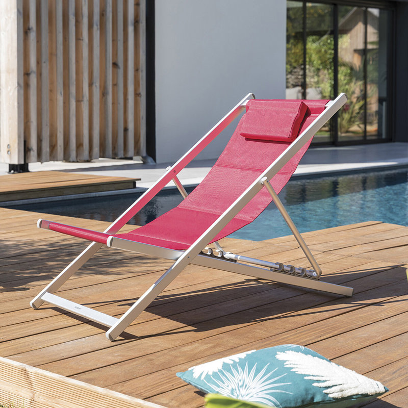 Patio Dining Side Chair with Cushion, Pomegranate