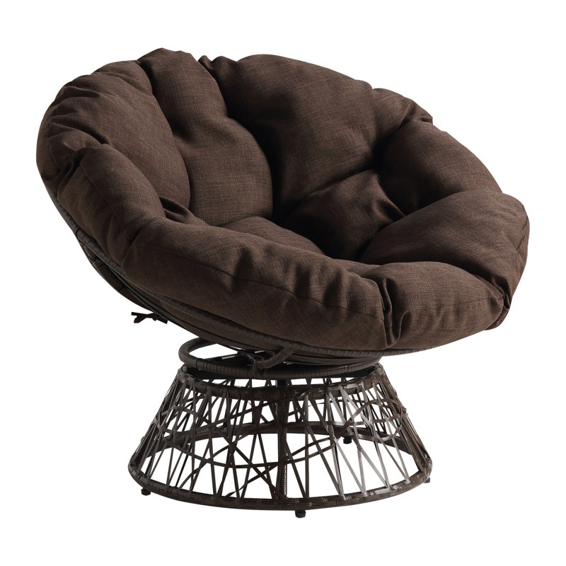 Daysi Upholstered Swivel Papasan Chair, Brown 100% Polyester, Brown