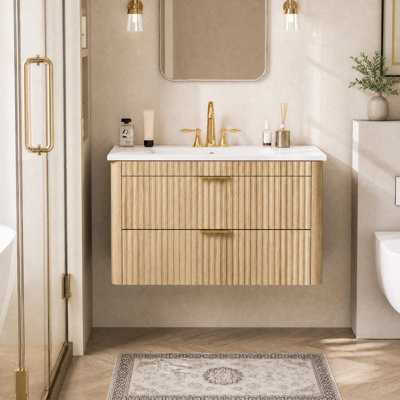 Meuble-lavabo mural simple 30 po avec lavabo en céramique