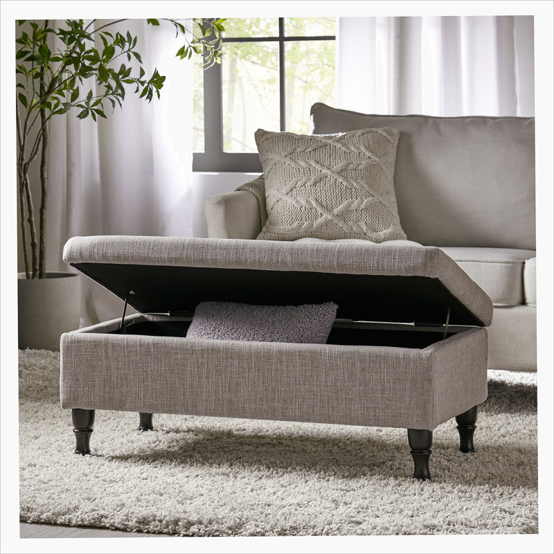 Devari Upholstered Storage Bench, Grey