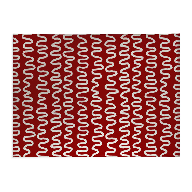 Tapis de cuisine Wiggle, Rectangulaire 3 pi x 5 pi, Rouge canneberge