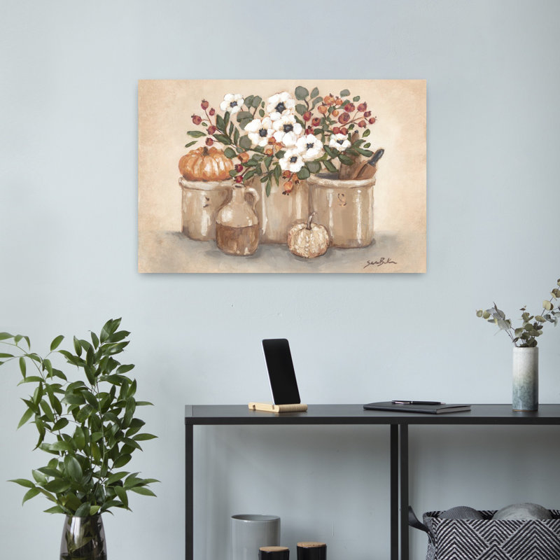 Fleurs d'automne, art floral rétro, H 16 po x l 24 po