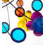 Colorful Blooms Metal Wind Spinner with Red and Blue Acrylic Discs