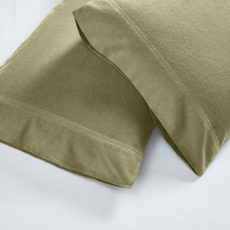 Modern All Season Solid Flannel Cotton Pillowcase, Standard Pillowcase, Sage