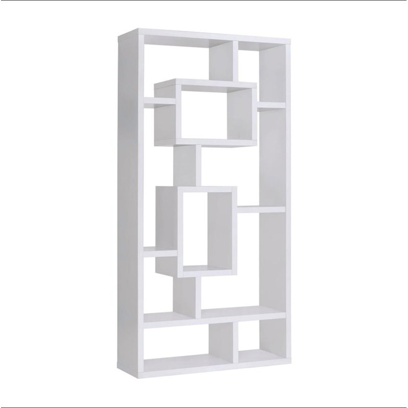 10-Shelf Rectangular Bookcase, White
