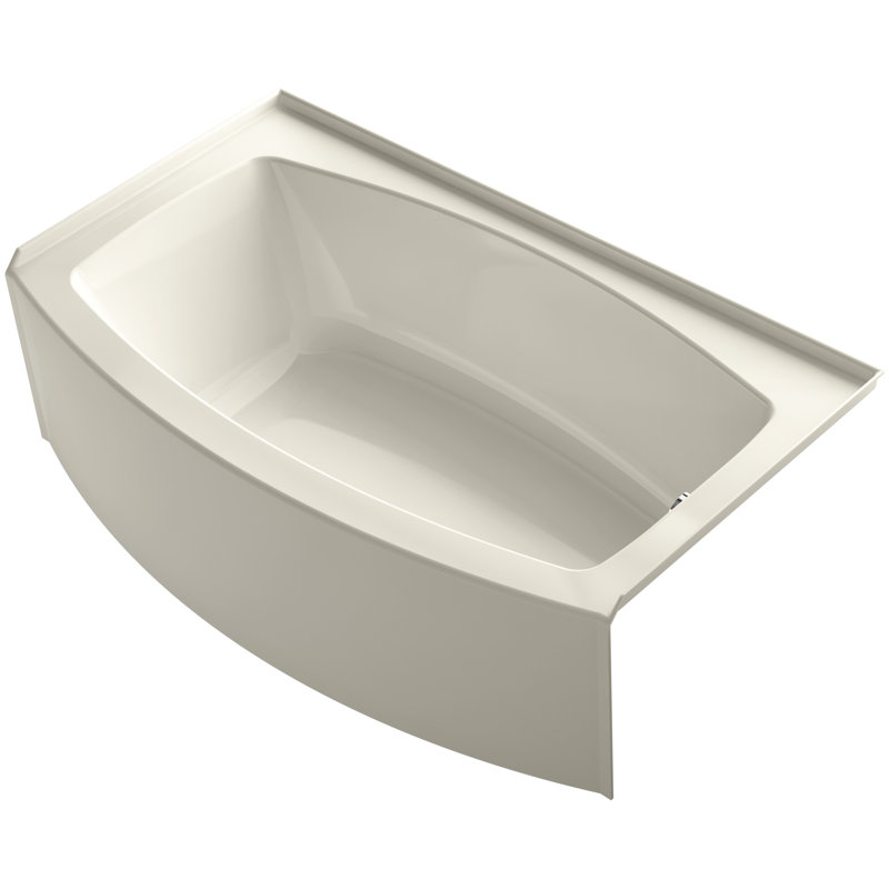 Baignoire de trempage 60" x 30-36" Expanse, Amande, Droite