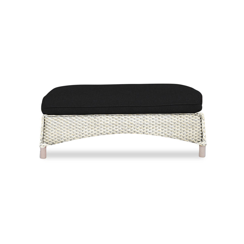 Mandalay Outdoor Ottoman, Canvas Black Sunbrella® Canvas, White