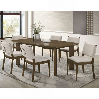 Crispin Brown 7-Piece Rectangular Wood Dining Room Table Set