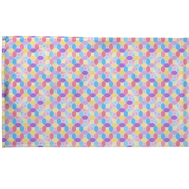 Serviette de thé à motif de vitrail Mcguigan, Polyester sergé, Jaune / Rose