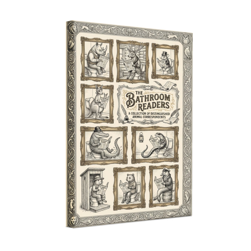 Salle de bain et de lessive, scènes de lecture encadrées, style rétro, H 24 po x l 16 po