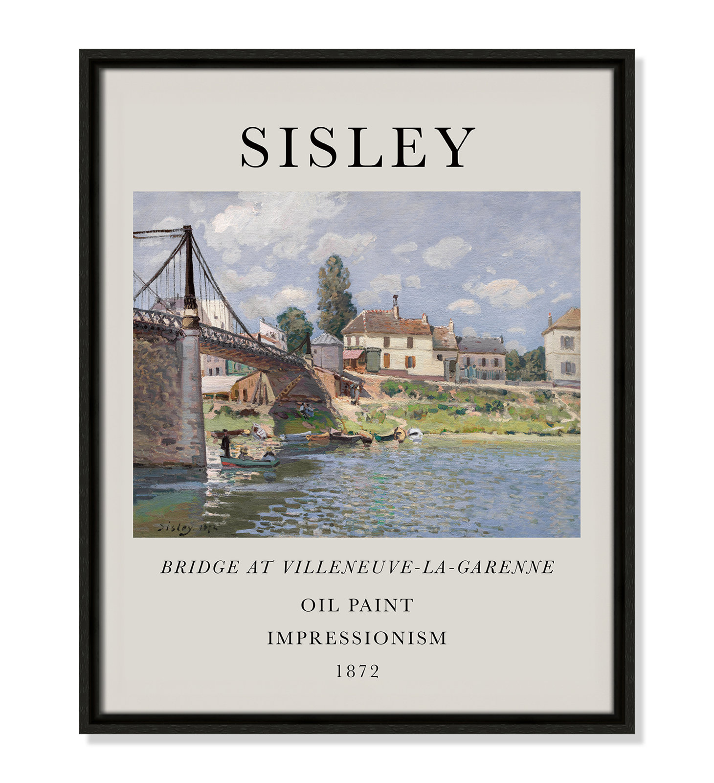 Old Masters Collection "The Bridge at Villeneuve" Print, Espresso Floater Frame, No, 21.5" H x 17.5" W x 2" D