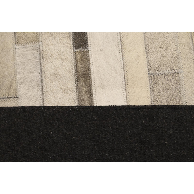 Tapis oriental gris moderne en cuir 4X6, Carré 6 pi