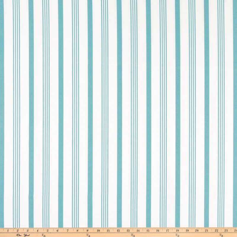 Housse de coussin d'extérieur à rayures turquoise et blanches
