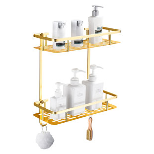 2 Layer Bathroom Shelves Wall Mounted Shelf For Bathroom, Aluminum Alloy Floating Shelf
