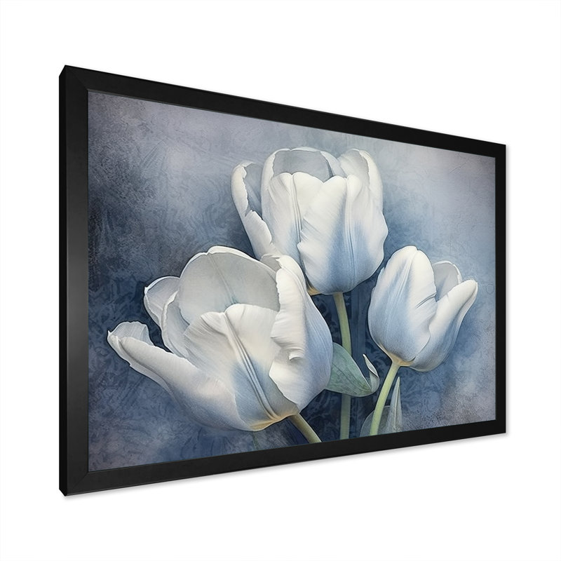 Tulipes Simplicity Sapphire II sur toile, H 12 po x l 20 po x P 1 po, Cadre simple noir