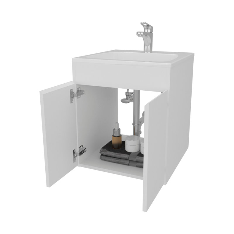 Meuble-lavabo avec deux portes Shoshoni, blanc, Blanc