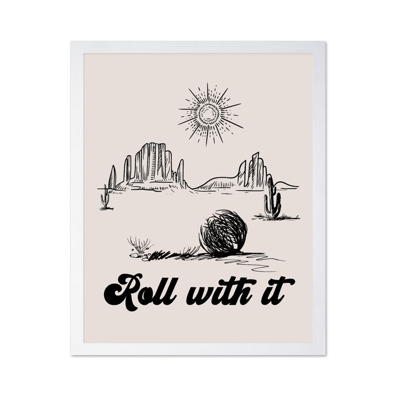 Rouleau beige avec elle, Poster, White Framed, 11"H x 14"W