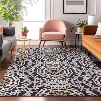 Premium Machine Washable Cerrito Black Rug