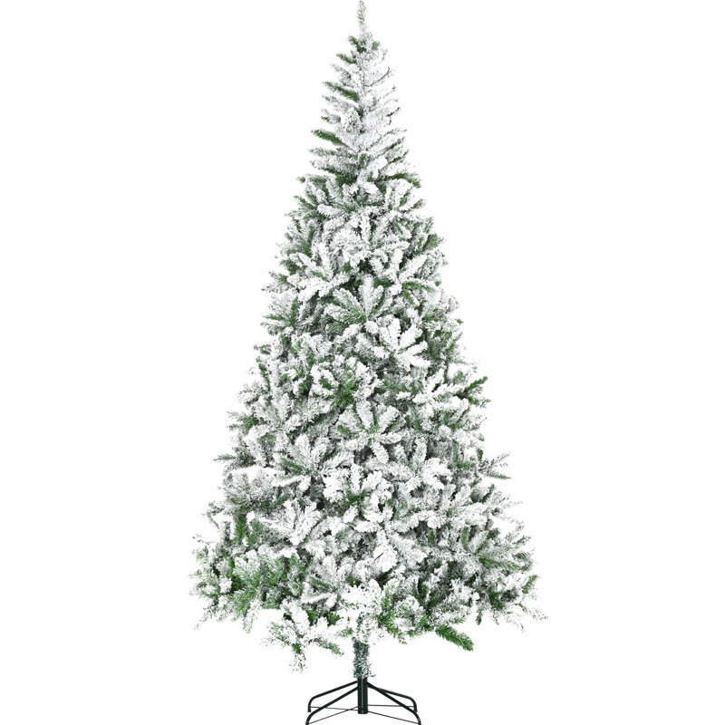 Arbre de Noël enneigé enneigé 9 pi, produit en plastique, conception facile à ranger et à installer, pour décorer