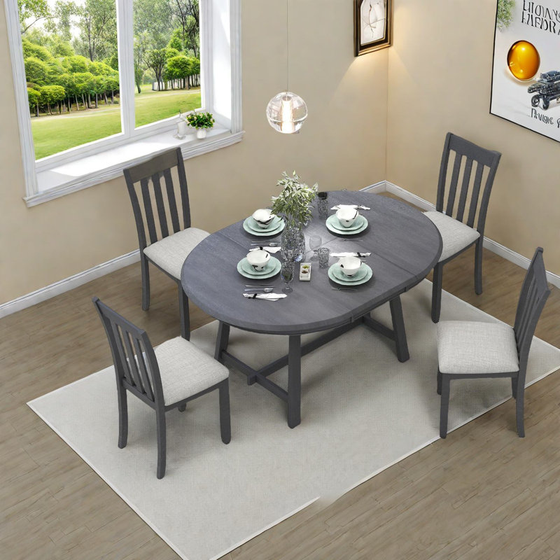Ensemble de table de salle à manger moderne extensible en bois, conception compacte réglable pour la maison et la cuisine