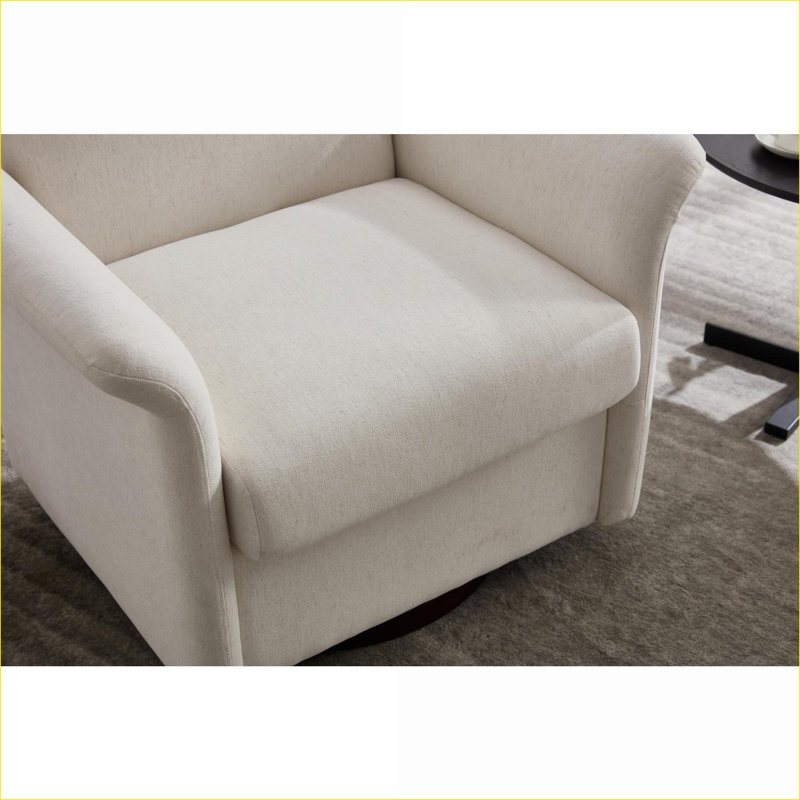 Fauteuil d'appoint rembourré avec base en bois massif Modern, Beige