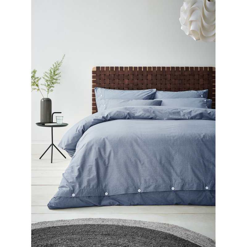 Washed Texture 100% Cotton Duvet Cover Set, King - 2 Standard Pillowcases, Grey