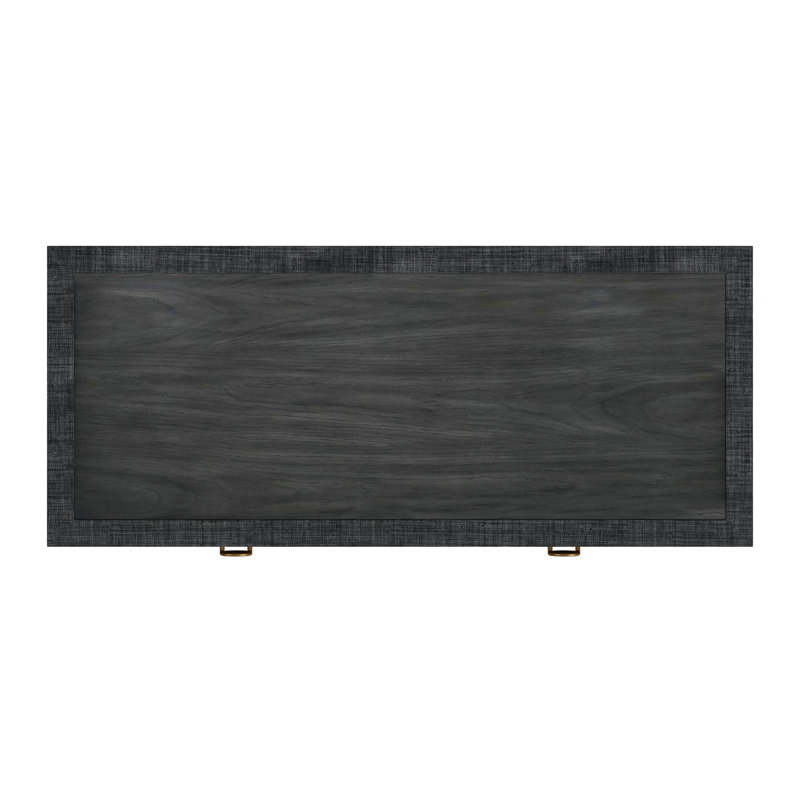 Chatham Raffia and Wood 2- Drawer Desk, Charcoal Gray
