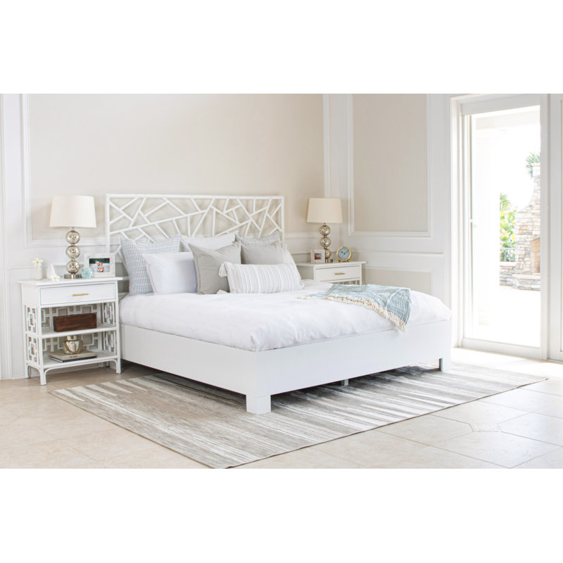 Tiffany Wicker/Rattan Open-Frame Headboard, White, King