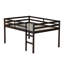 Lit mezzanine bas en bois massif pour enfant, taille standard, avec barrières de sécurité et échelle, couleur expresso.-424457281-424457282