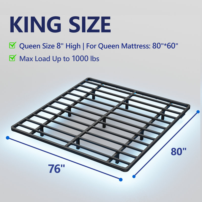 King Black Metal Floating Bed Frame with LED Lights