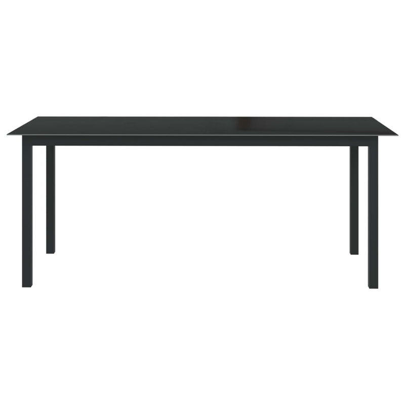 Faizon Rectangular Glass Outdoor Dining Table 90 cm D, 74cm H x 190cm W x 90cm D, Matte Black