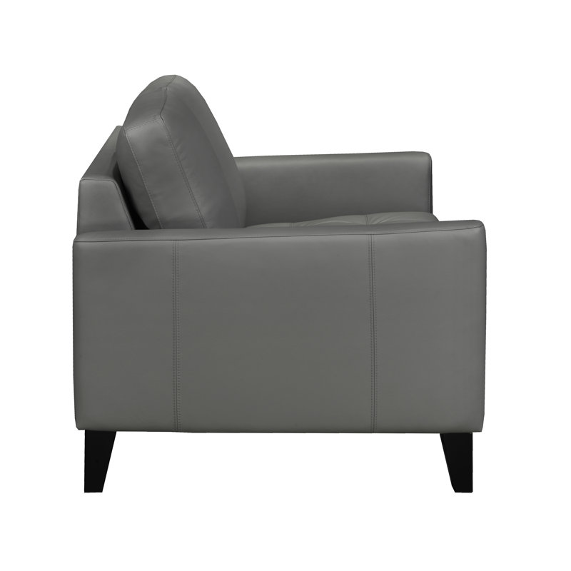 Brunet 60'' Slipcovered Loveseat, Dark Gray Genuine Leather