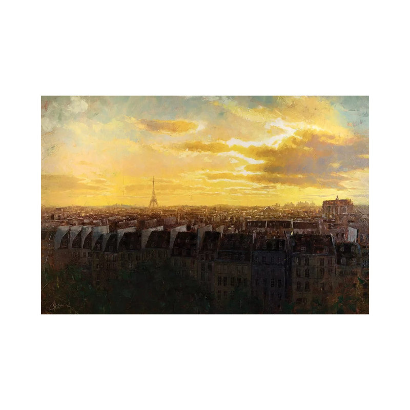 Paris Rooftops by Christopher Clark - Floater Frame Print on Canvas, Wrapped Canvas, 30.48 cm H x 45.72 cm W