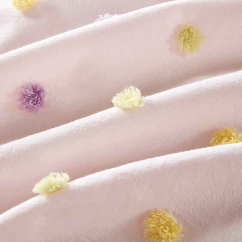 Ensemble d'édredon en jacquard à pompons 4 pièces, 4, Édredon simple