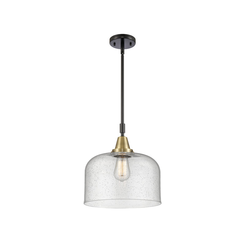 Luminaire suspendu en forme de cloche à 1 lumière Adhafera, DEL, H 47,12 po x l 12 po x P 12 po, Laiton antique noir