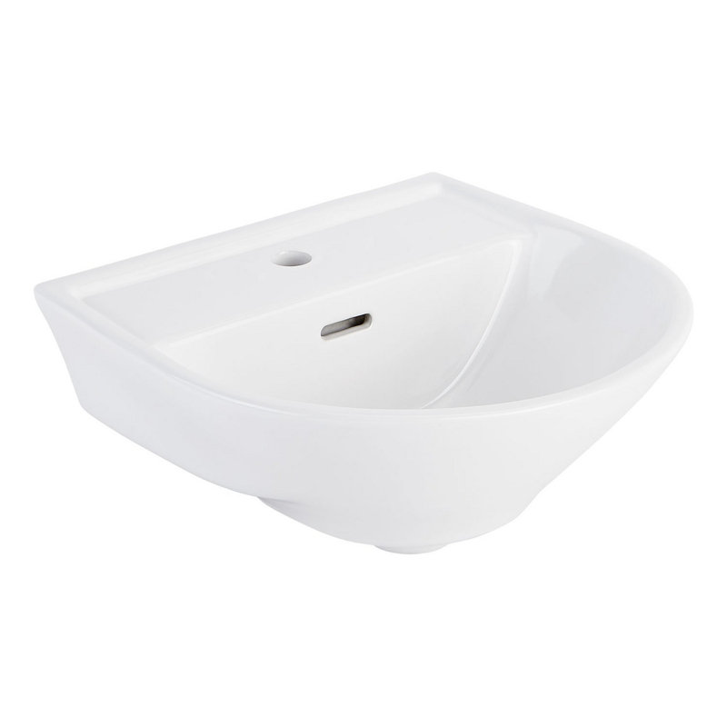 17" Lanken White Porcelain Specialty Wall Mount Bathroom Sink with Overflow, Single