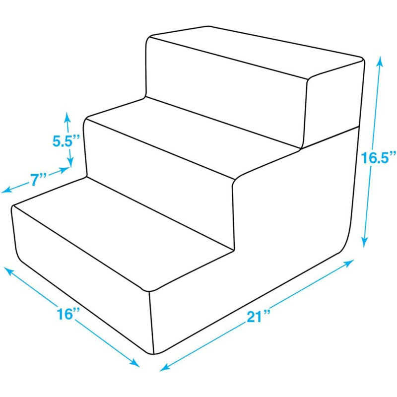 Escalier avec 3 marches, H 17 po x l 12 po x P 21,8 po, Gris