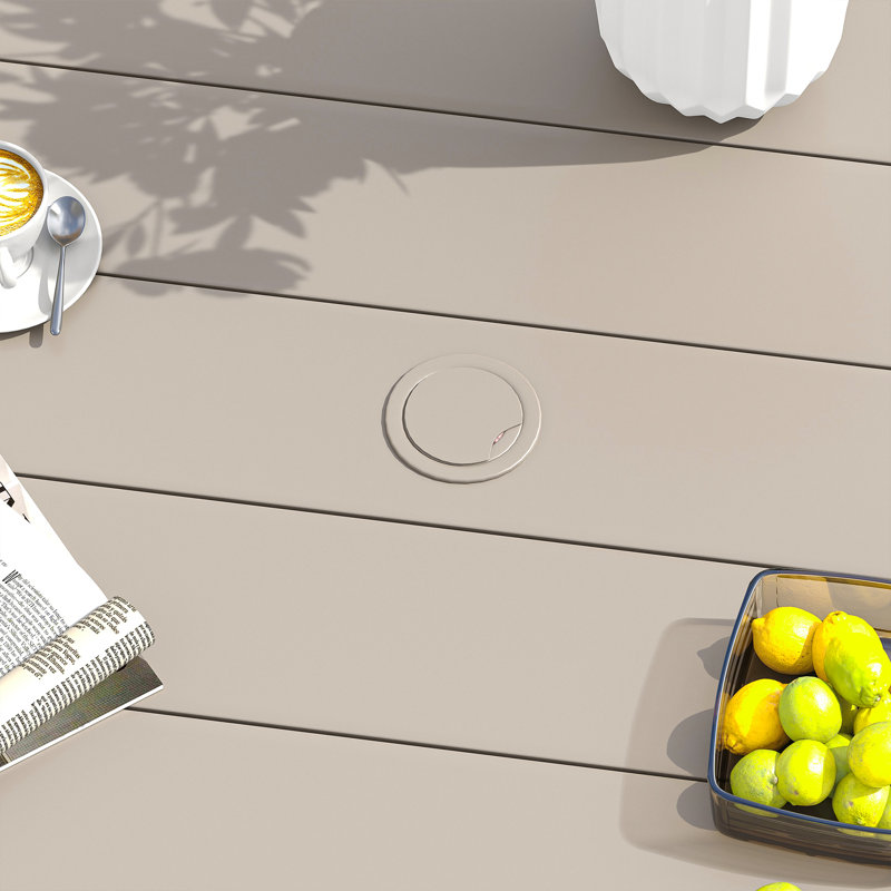 50“ Round Patio Dining Table, Cream