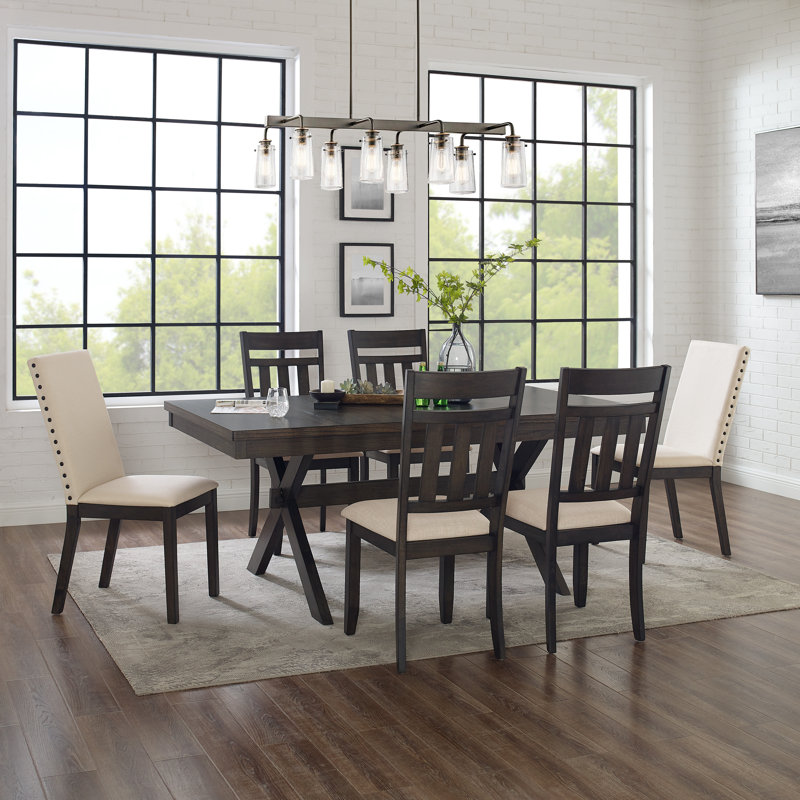 Dunblane Dining Set with Leaf Extension, 7 Pieces: 1 Table, 6 Chairs