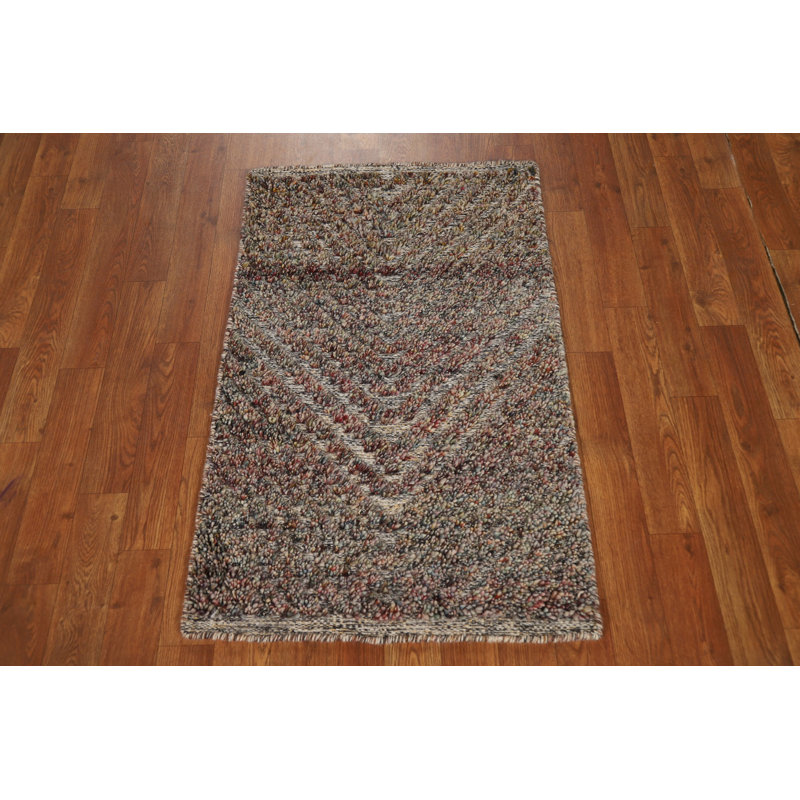 Tapis décoratif à chevrons en laine de style oriental marocain 2 x 3