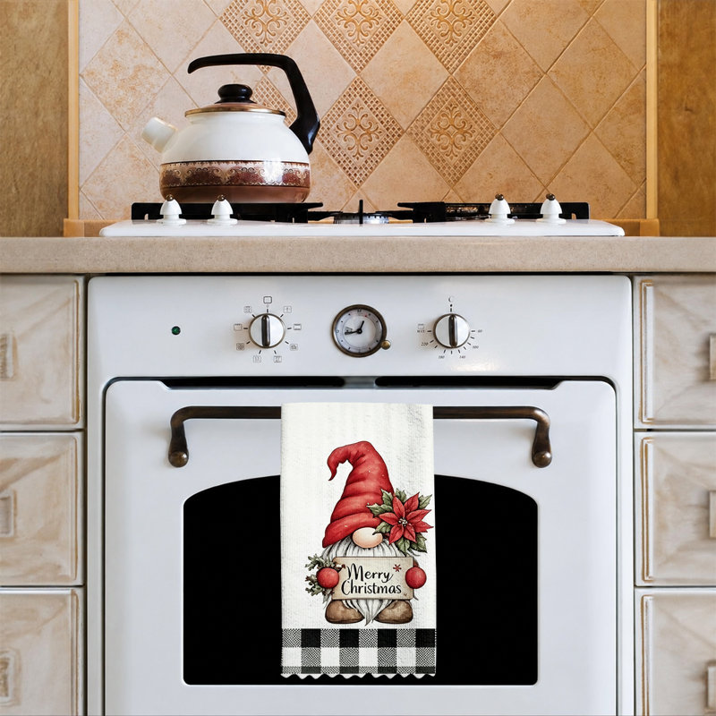  Linges de cuisine en microfibre de Noël, linges à vaisselle réutilisables absorbants, décoratifs résistants à la décoloration, 16 po x 24 po, motif à carreaux noir