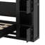 Lit escamotable avec armoires de rangement et lumières DEL Murphy, lit escamotable pliable en bois avec tête de lit rembourrée