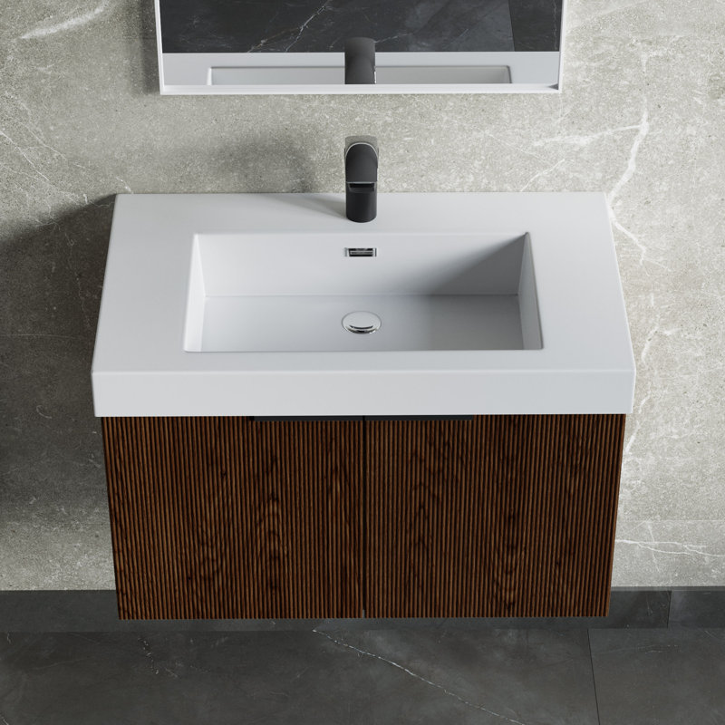 Dowell 30" Rectangular Drop-In Bathroom Sink with Overflow, White
