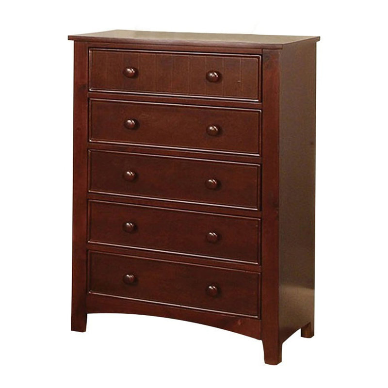 Commode 5 tiroirs l 28,6 po, Cerisier