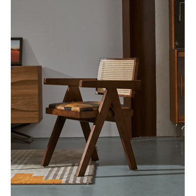 Chaise de salle à manger avec accoudoirs en cuir véritable Andren